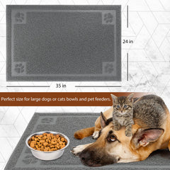 Prime Pets soft PVC feeding mat close-up shows paw-friendly surface.