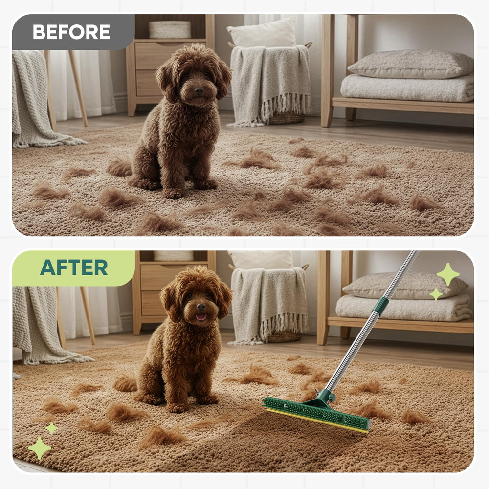 Hair piles collected easily for disposal after cleaning