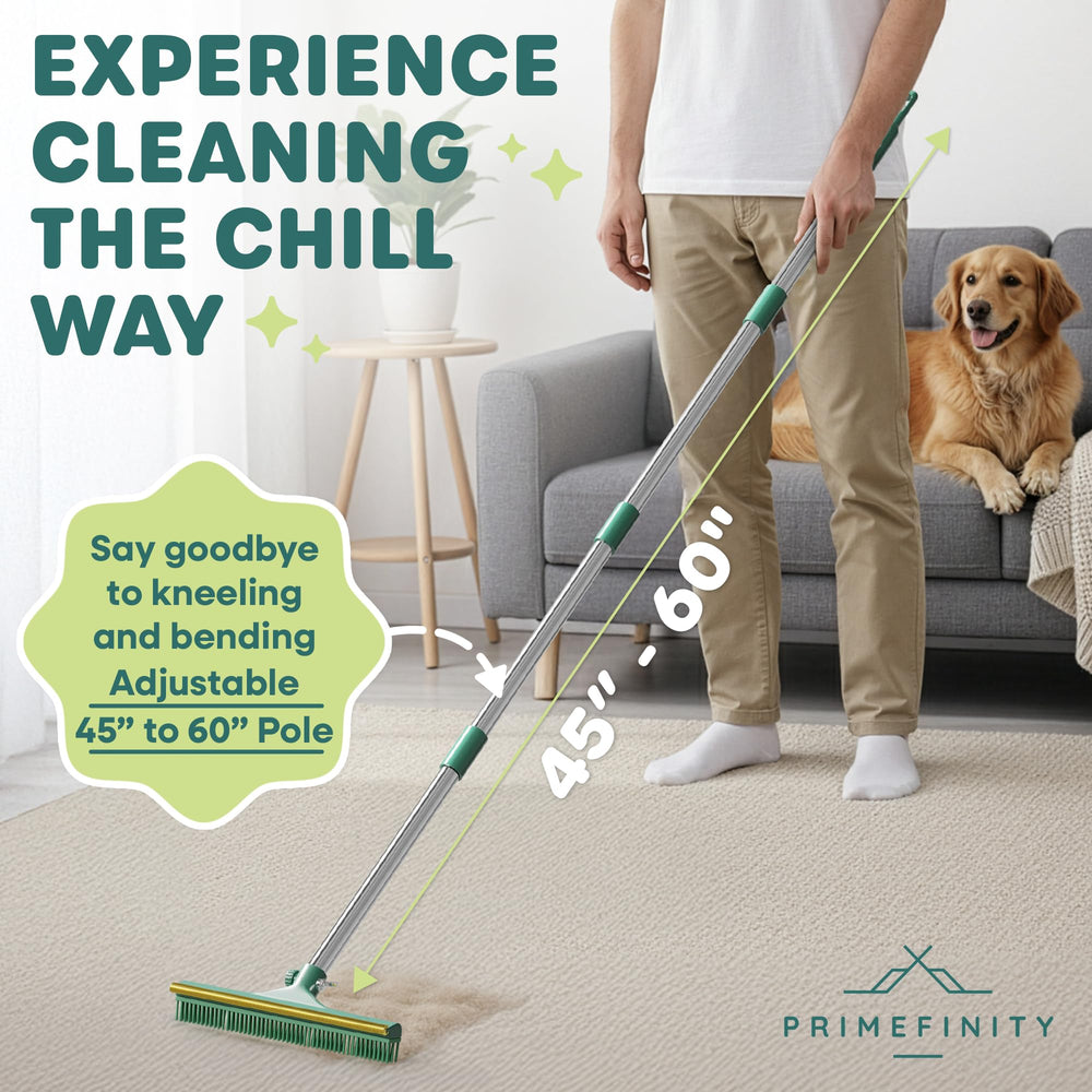 Under-furniture cleaning with long reach to access tight spaces