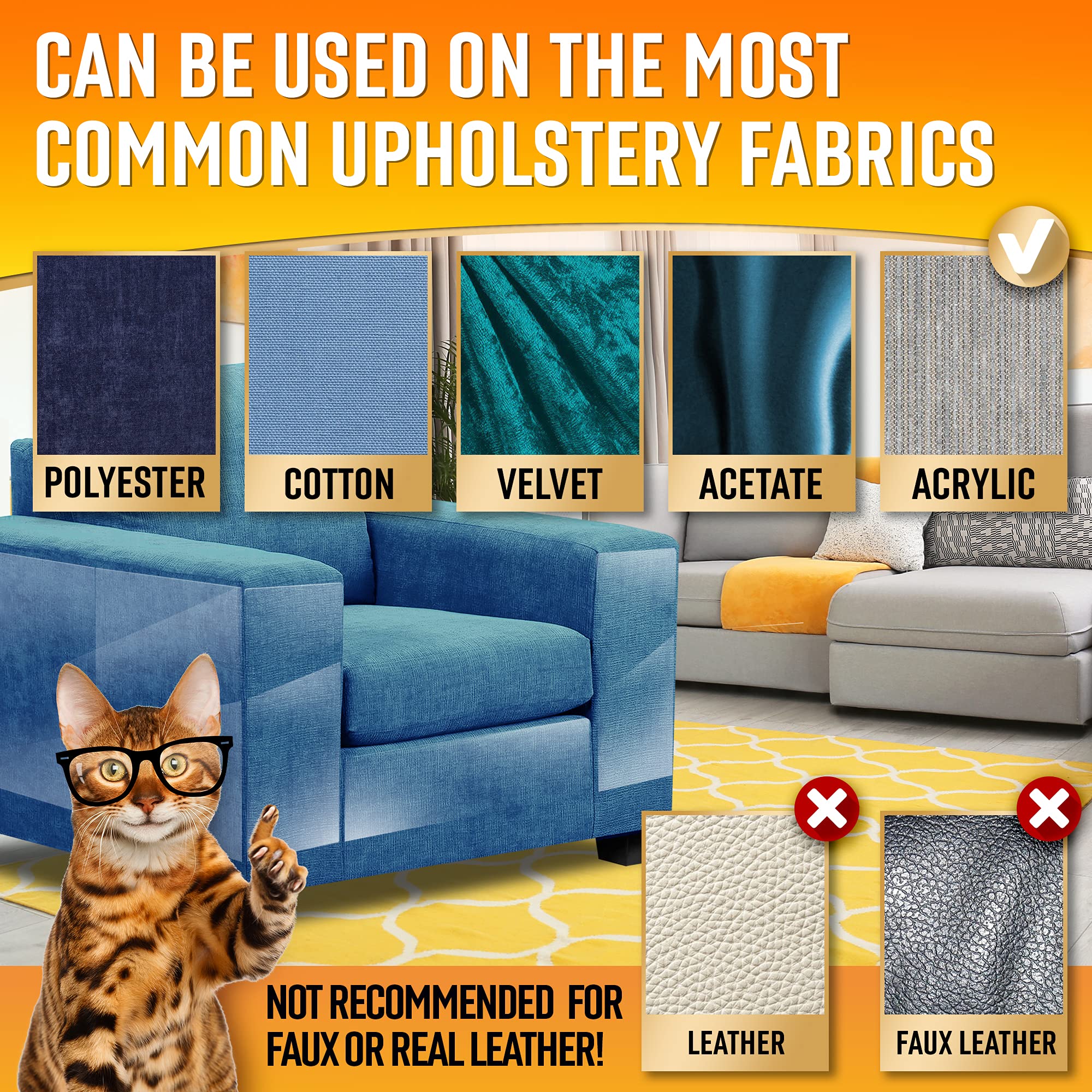 Primens reusable pins secure the protector to guard fabric from scratches.
