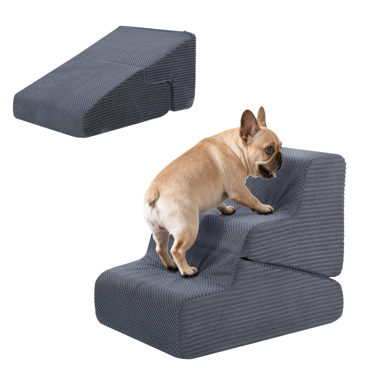 PrimePATIO dog ramp on bed for easy access to tall surfaces.