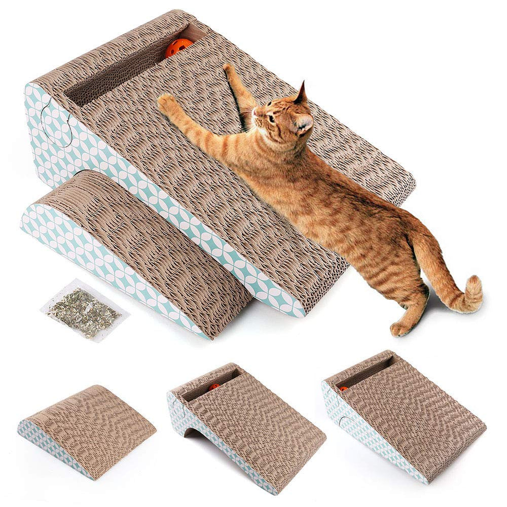 PrimePets cat scratcher cardboard with catnip ball inviting scratching and play