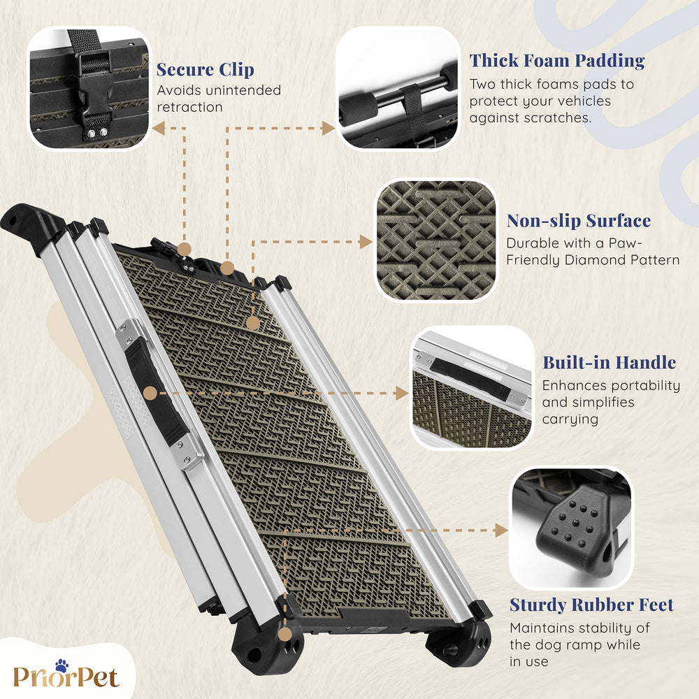 PRIORPET dog ramp supports up to 250lbs for larger dogs