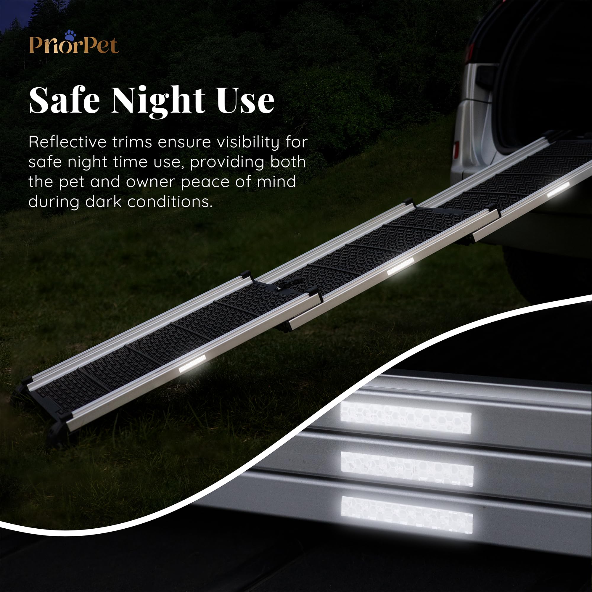 PRIORPET dog ramp anti-slip surface for secure footing on wet days