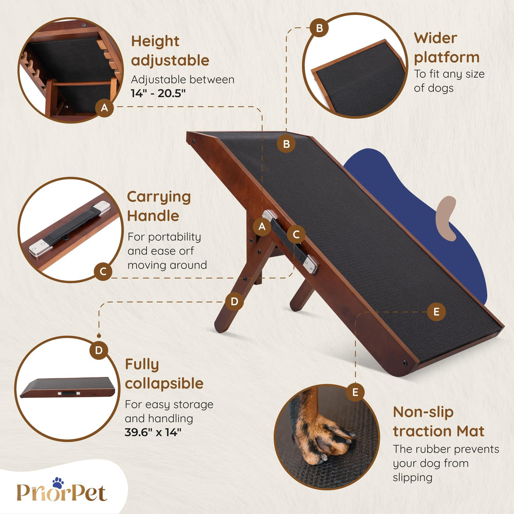 Priorpet dog ramp birchwood-sturdiness highlights durable indoor use.