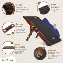 Priorpet dog ramp birchwood-sturdiness highlights durable indoor use.