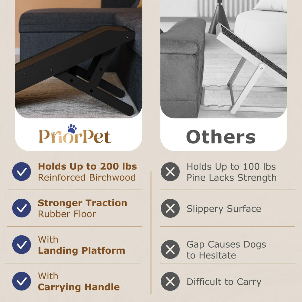 PriorPet dog ramp couch dachshund-friendly design fits low furniture.