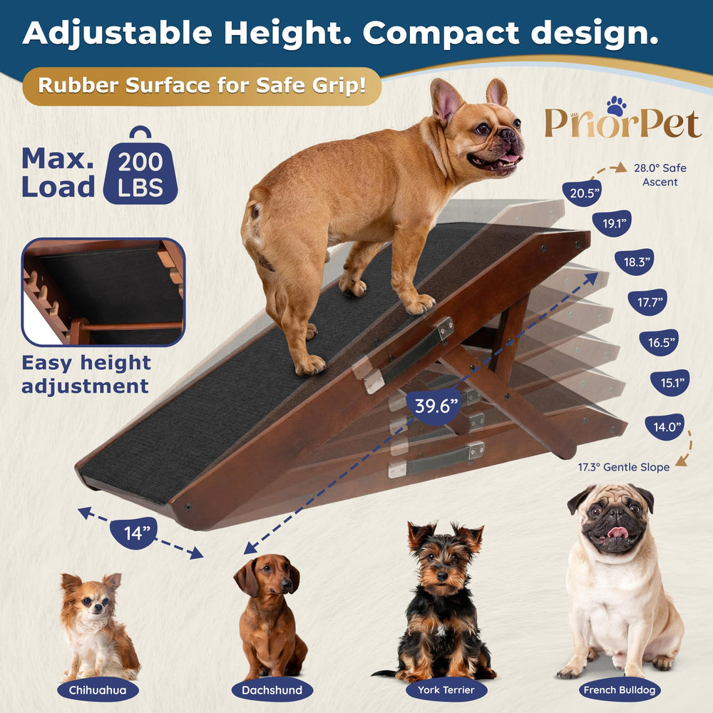 Priorpet dog ramp folded-flat demonstrates space-saving storage solution.