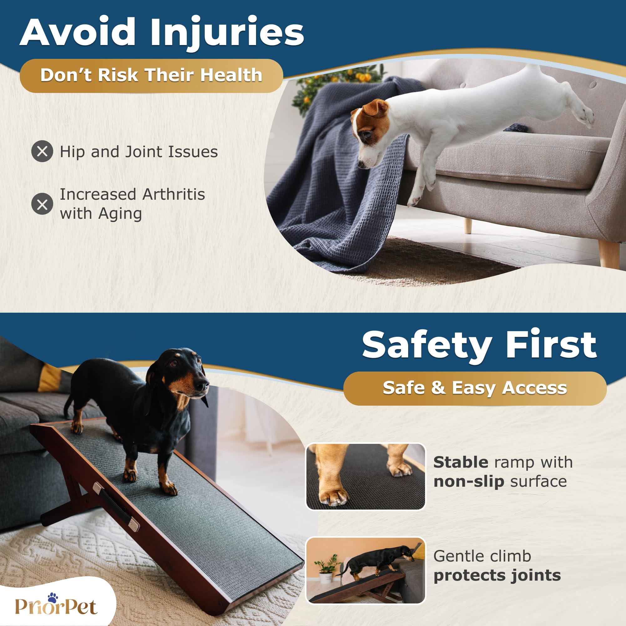 Priorpet dog ramp open-usage shows ready-to-use folding design.