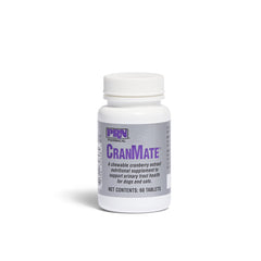 PRN CranMate bottle front view with 60 pork-flavored chewables for urinary health support.