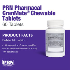CranMate chewable tablets shown in scored design for precise dosing.
