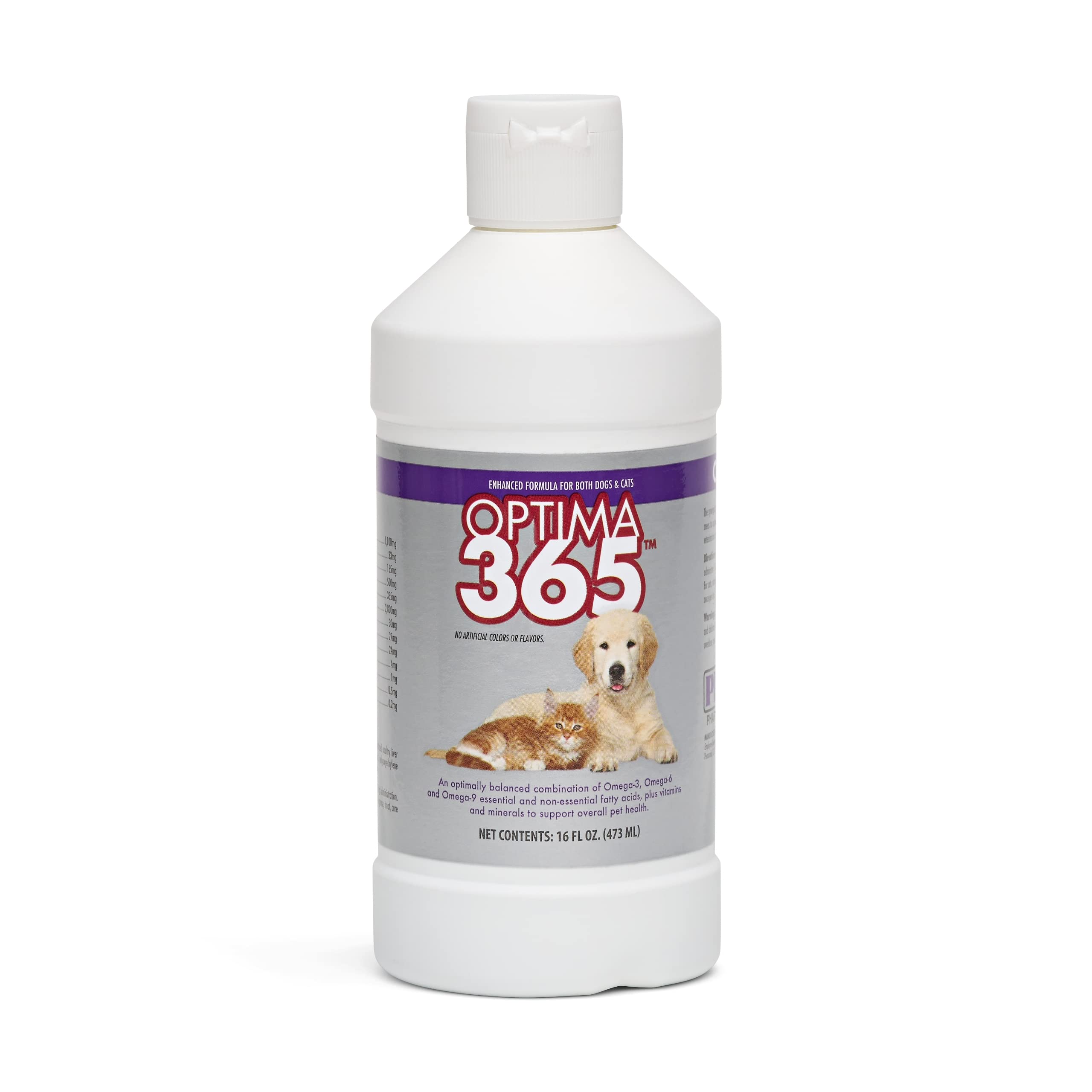PRN OPTIMA 365 bottle pour enables easy daily dosing for pets.