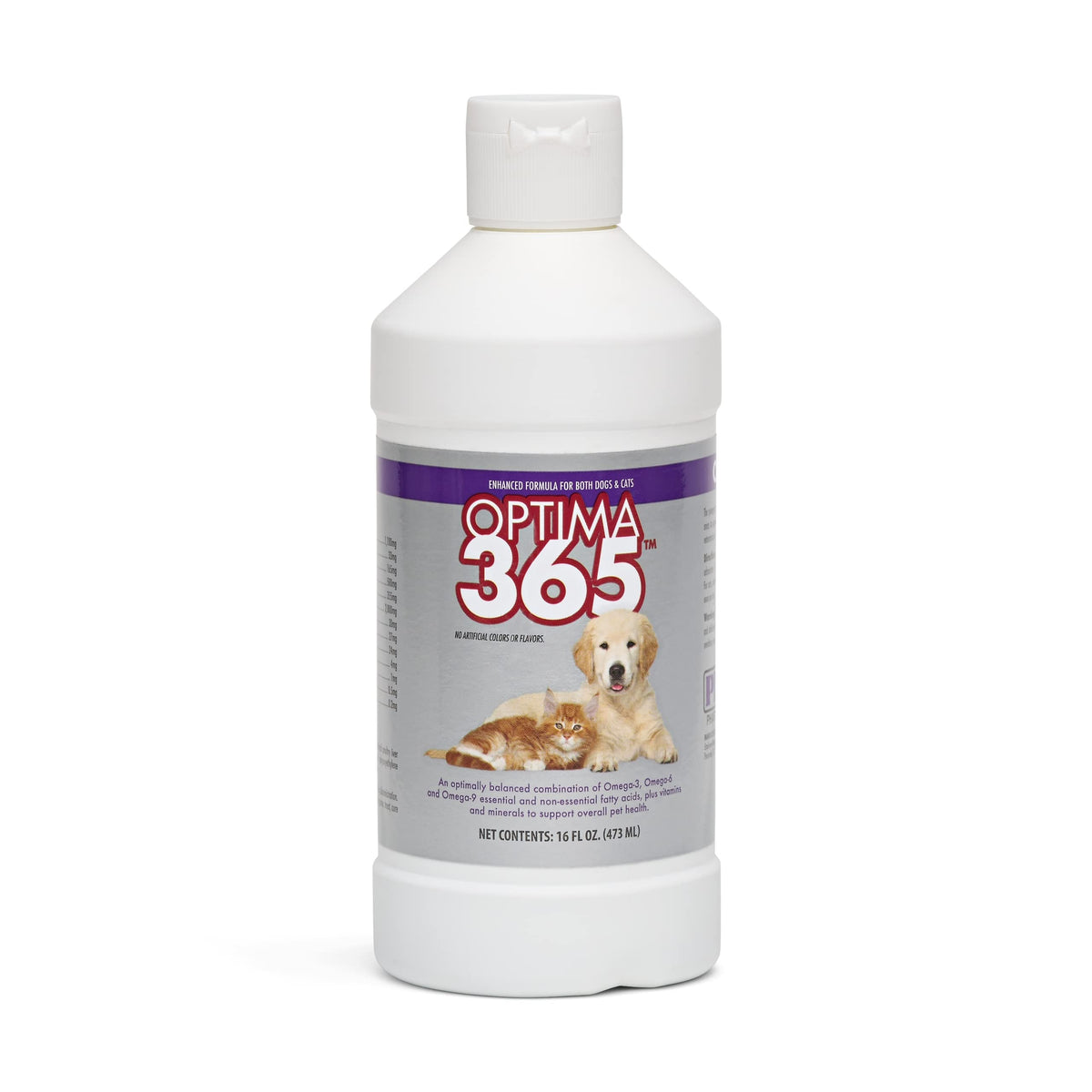 PRN OPTIMA 365 bottle pour enables easy daily dosing for pets.