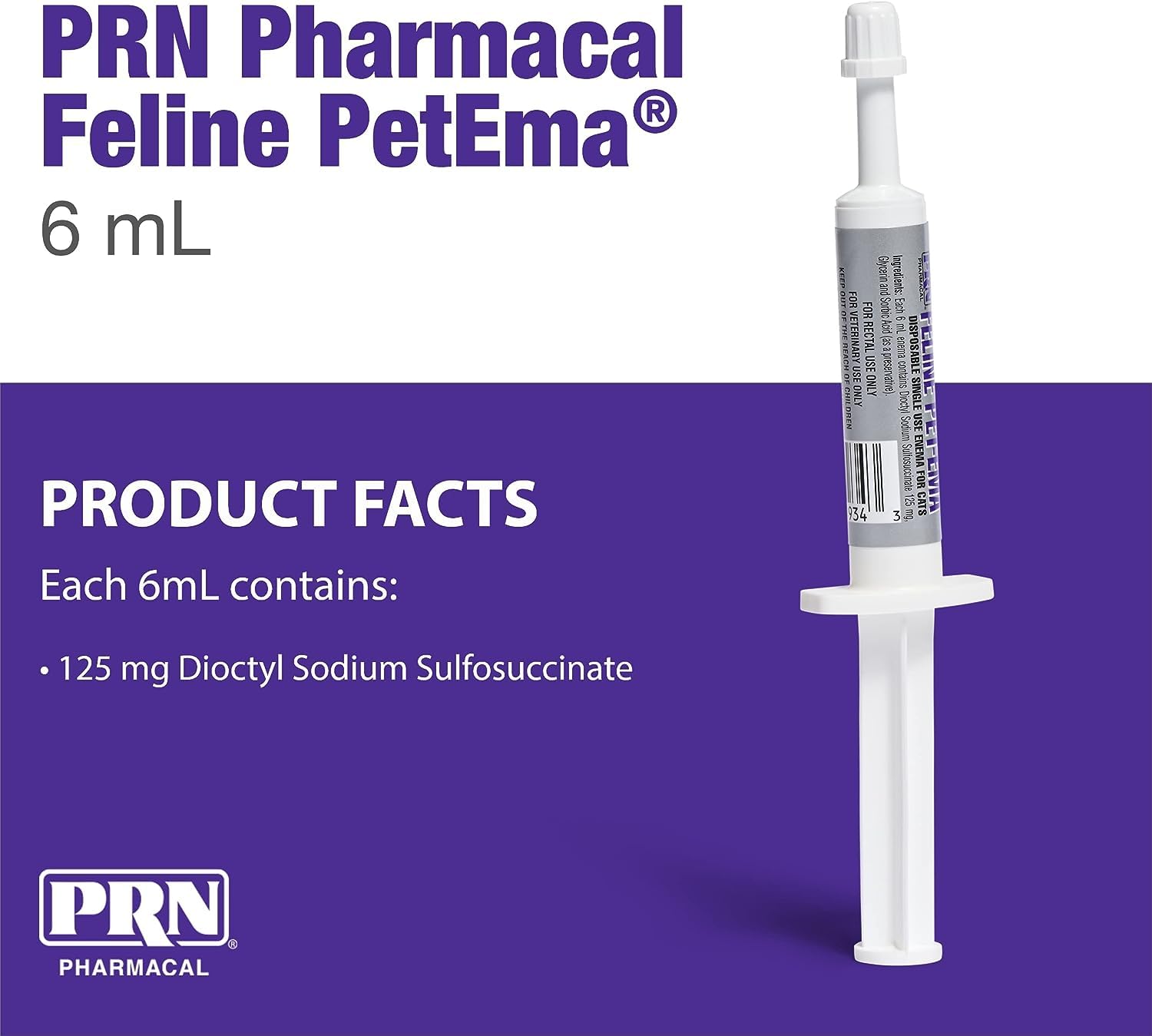 PRN Pet-Ema 6ml dosing tube shown for convenient cat care