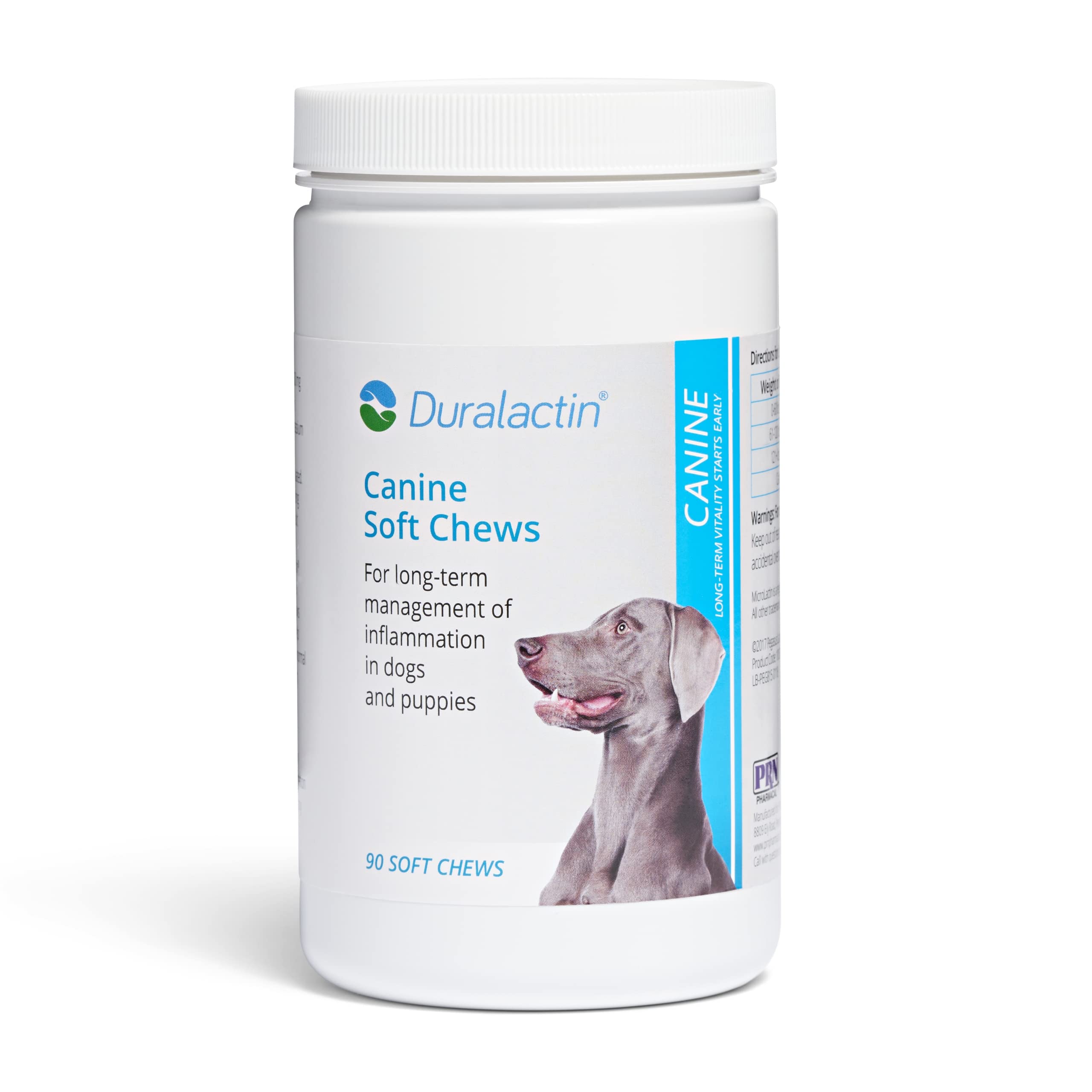 PRN Duralactin dog soft chews packaging shown for joint support