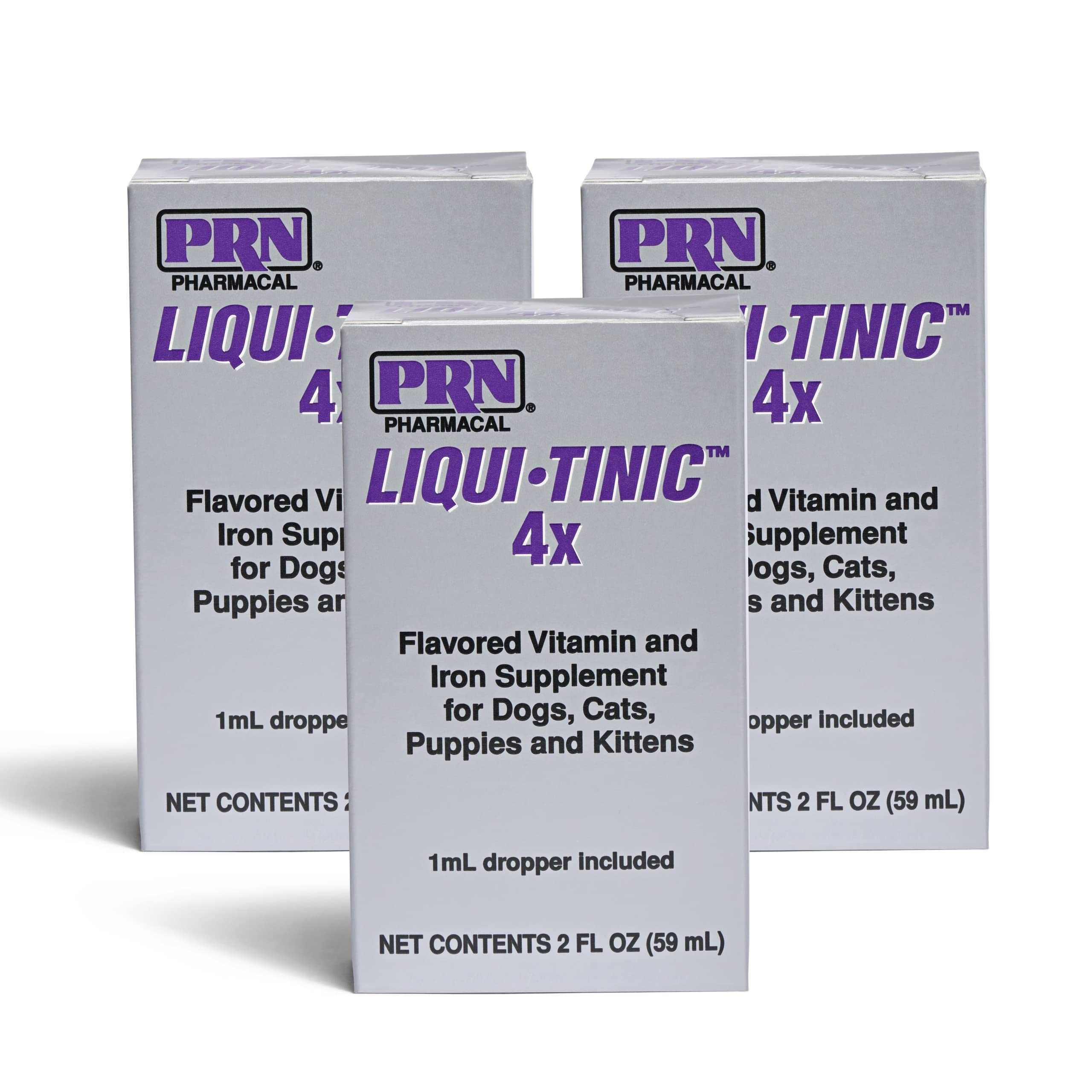 PRN Liqui-Tinic 4X bottle front view confirms iron and B vitamin focus