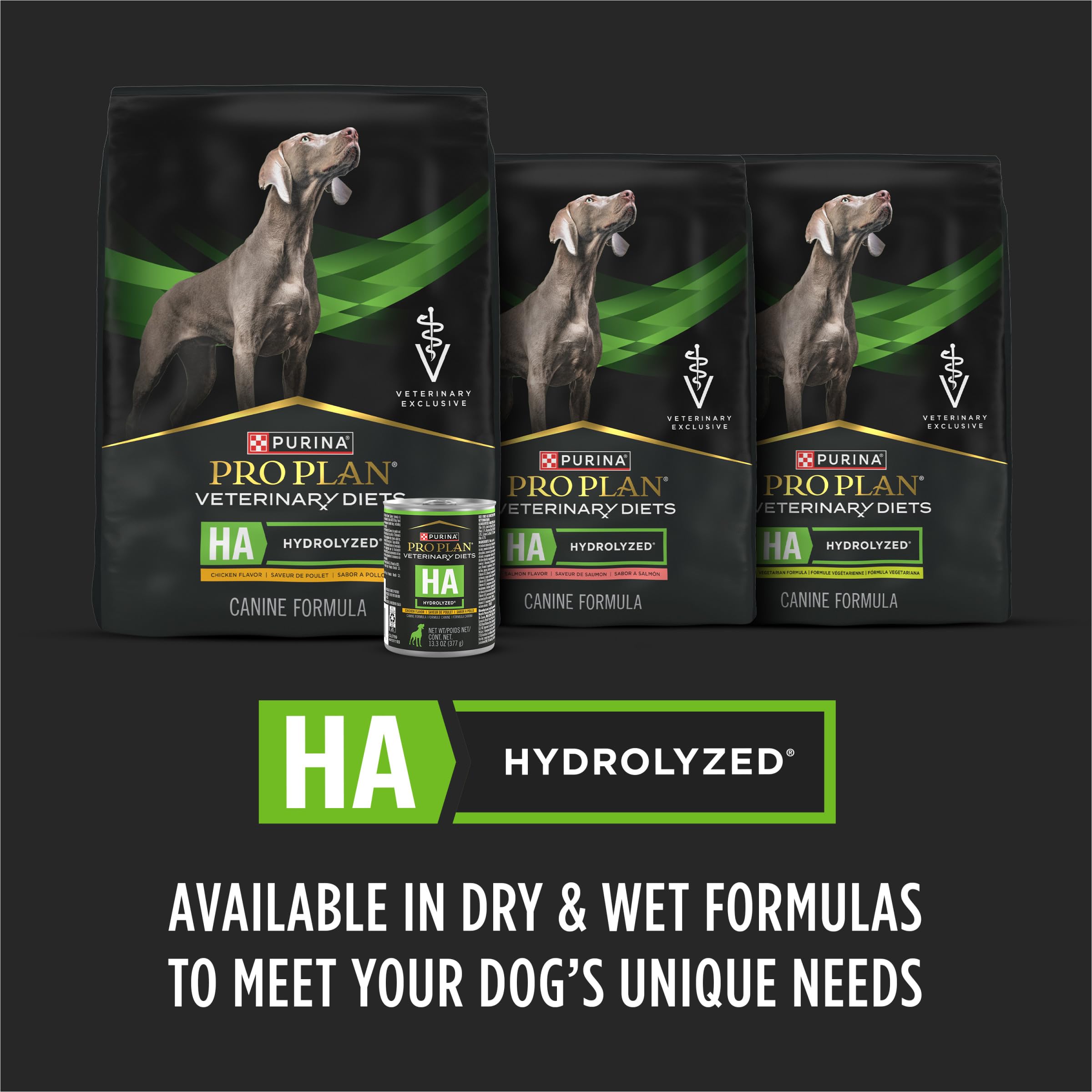 Purina Pro Plan HA hydrolyzed vegetarian dry dog food texture closeup shows kibble crunch.
