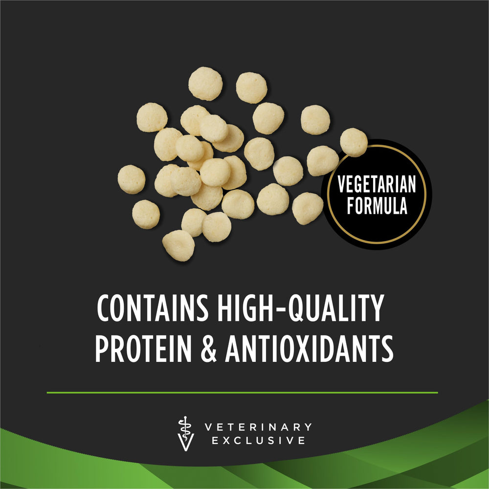 Purina Pro Plan Veterinary Diets HA hydrolyzed vegetarian formula bag with scoop.