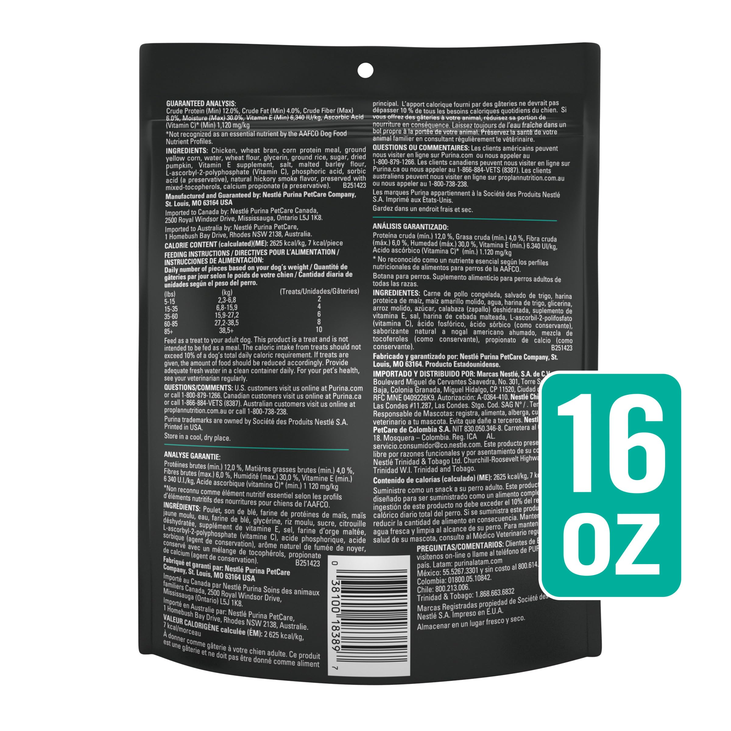 16 oz pouch packaging keeps Pro Plan Digestive Health Bites fresh