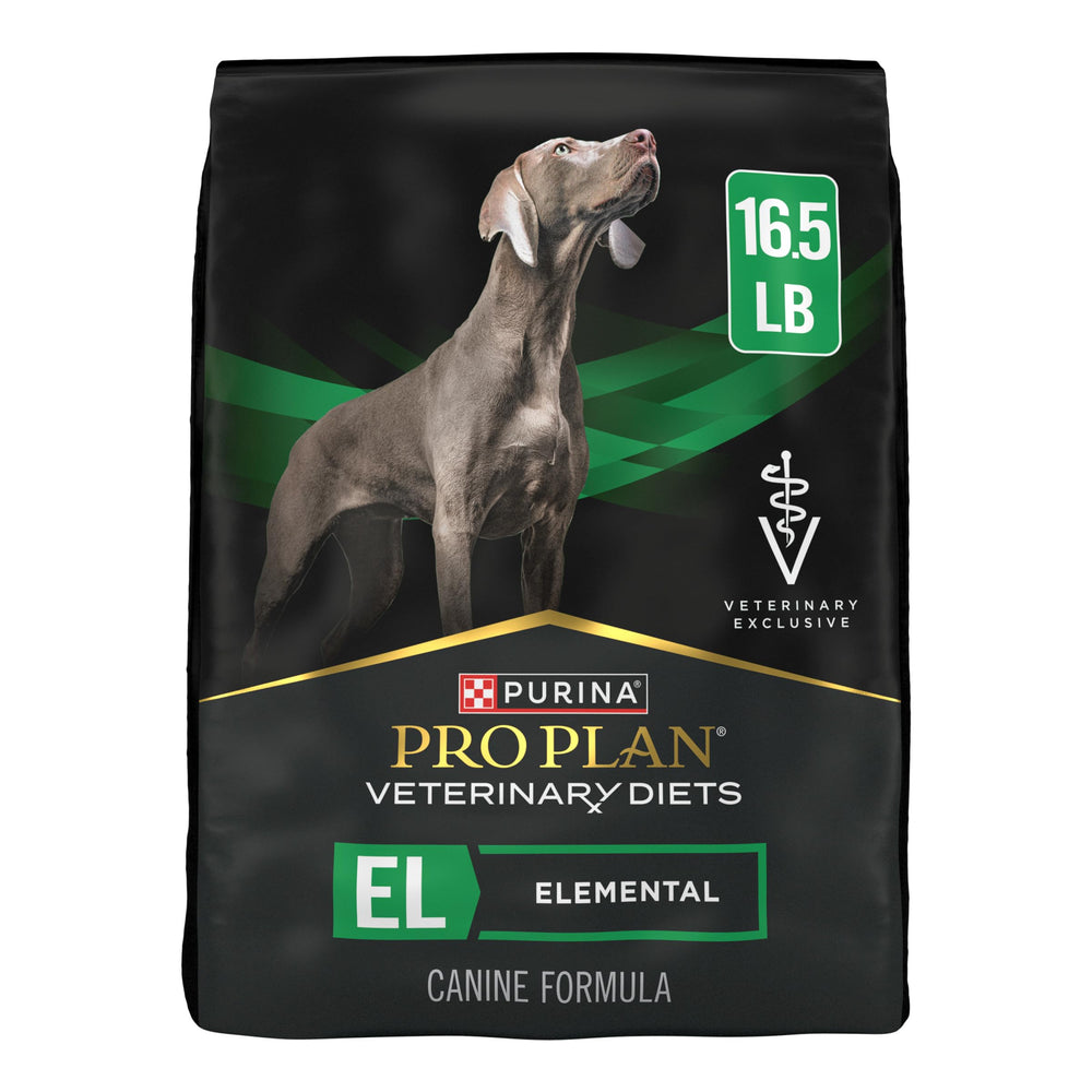 Purina Pro Plan EL Elemental dry dog food in a bowl supporting GI comfort for sensitive dogs.