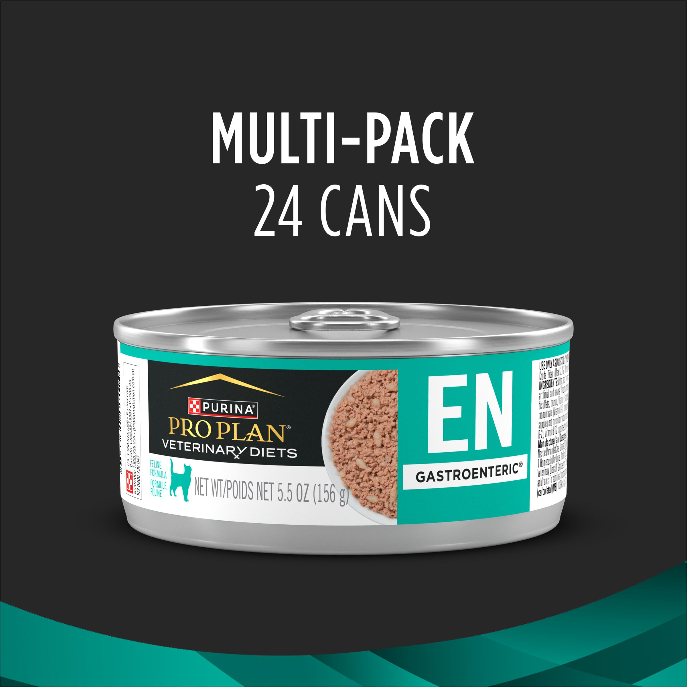 Purina Pro Plan Veterinary Diets EN Gastroenteric Feline Formula opened can demonstrates easy feeding.