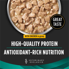 Pro Plan Veterinary Diets Savory Selects Gastroenteric can packaging shows a 12-pack for convenient feeding.