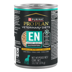 Pro Plan Veterinary Diets Savory Selects Gastroenteric chicken in gravy can 13.3 oz, supports easy digestion.