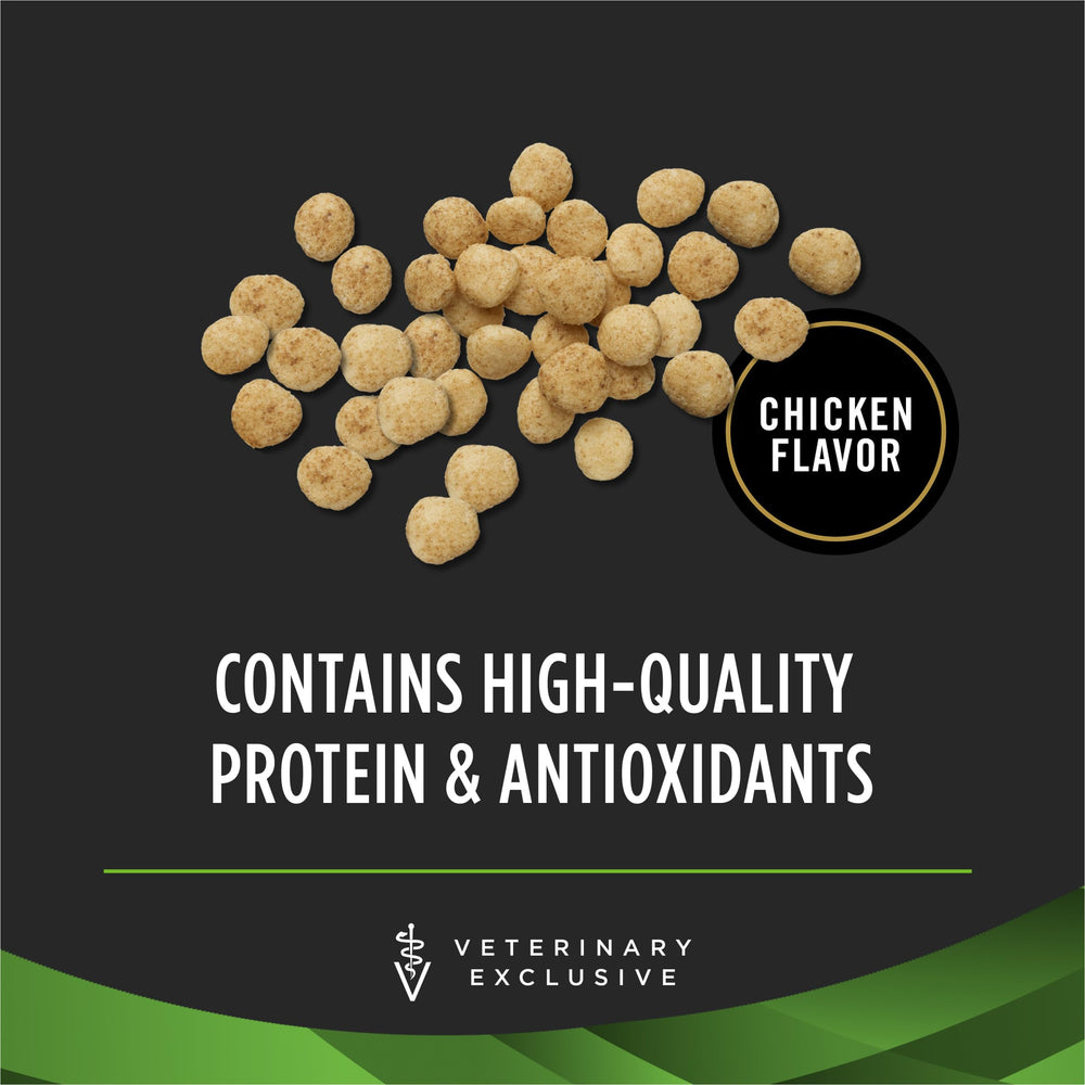 Pro Plan Veterinary Diets hydrolyzed antioxidants label; contains nutrients for immune support.