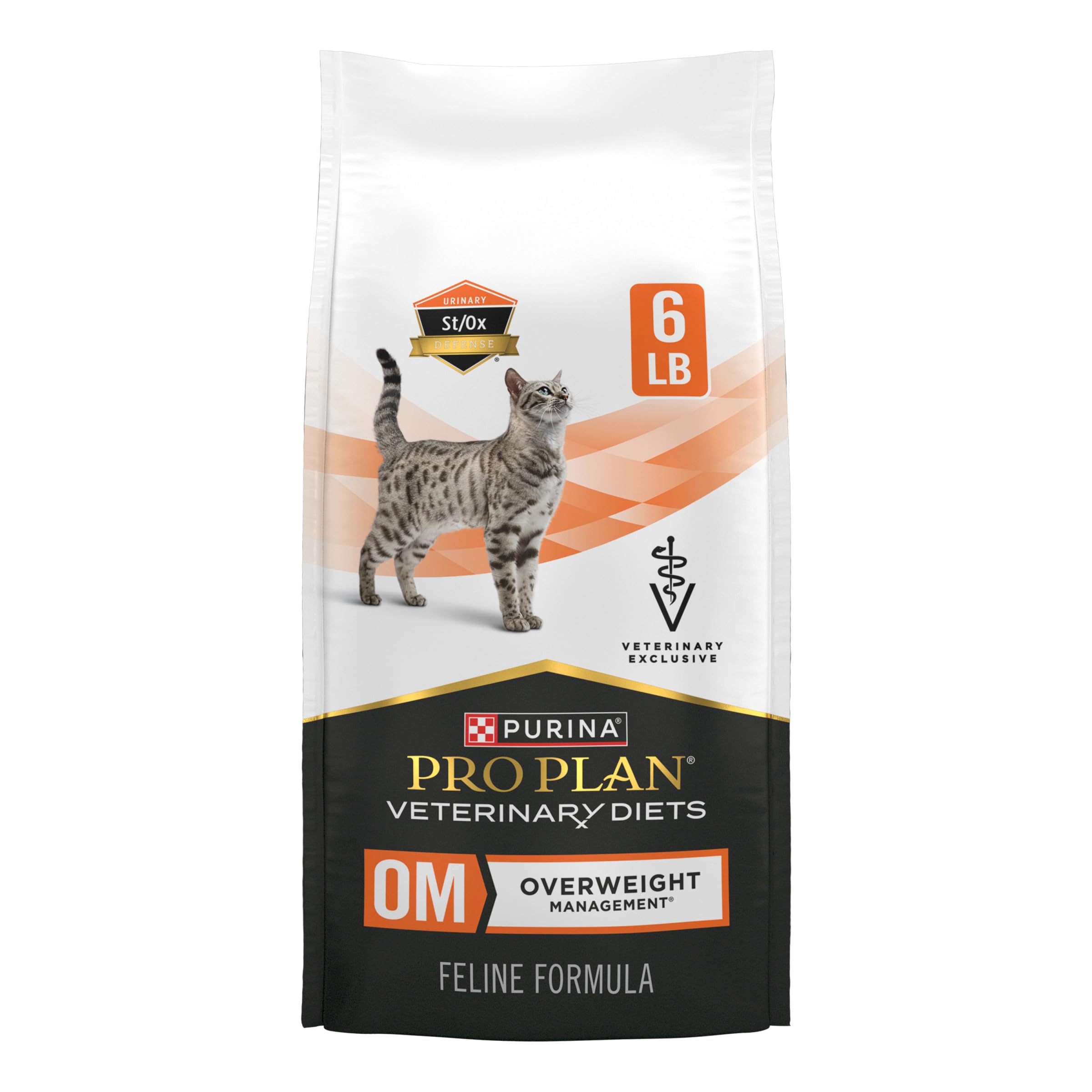Pro Plan OM dry cat food bag for overweight cats supporting weight management.