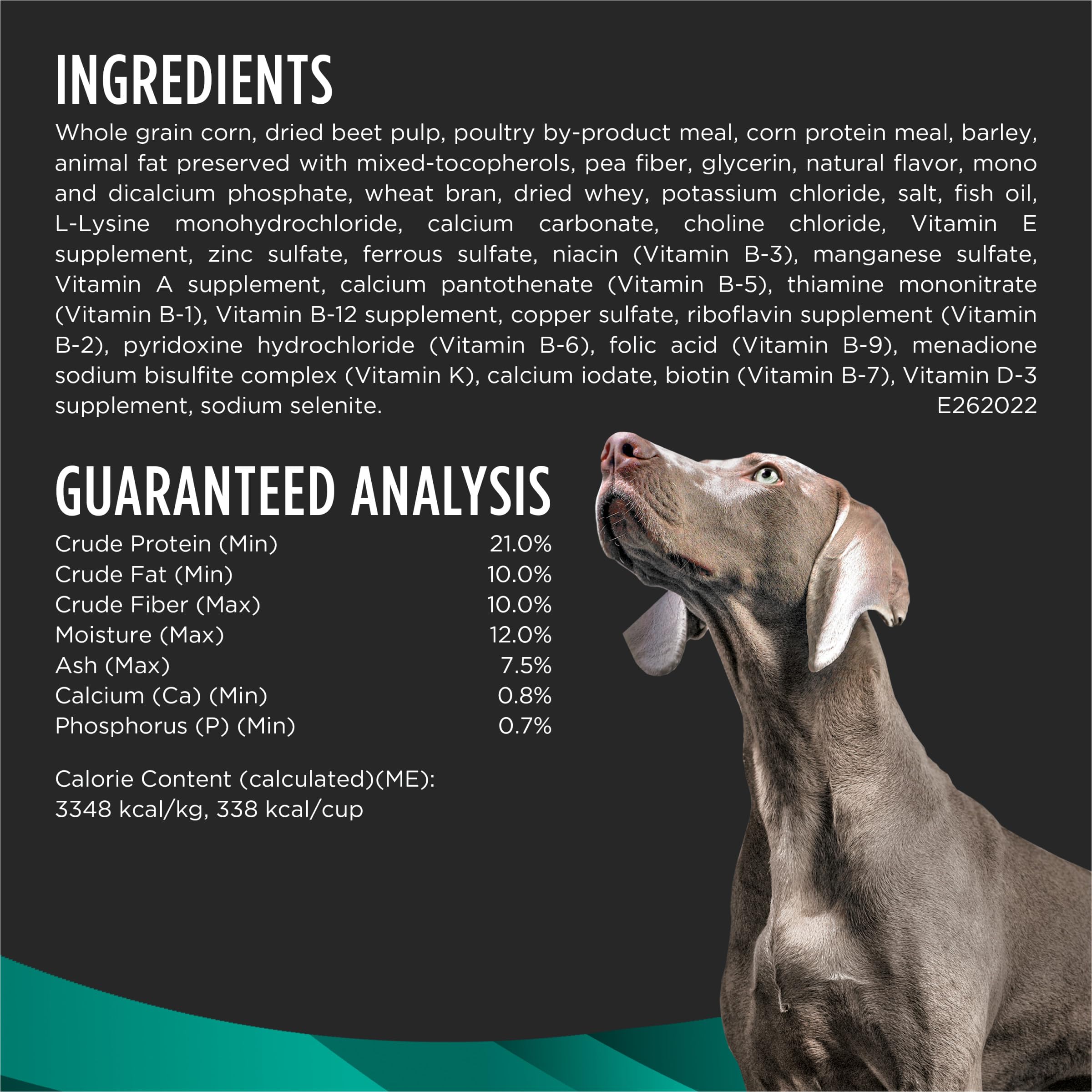 Purina Pro Plan EN Gastroenteric Fiber Balance ingredients closeup with complex carbohydrates