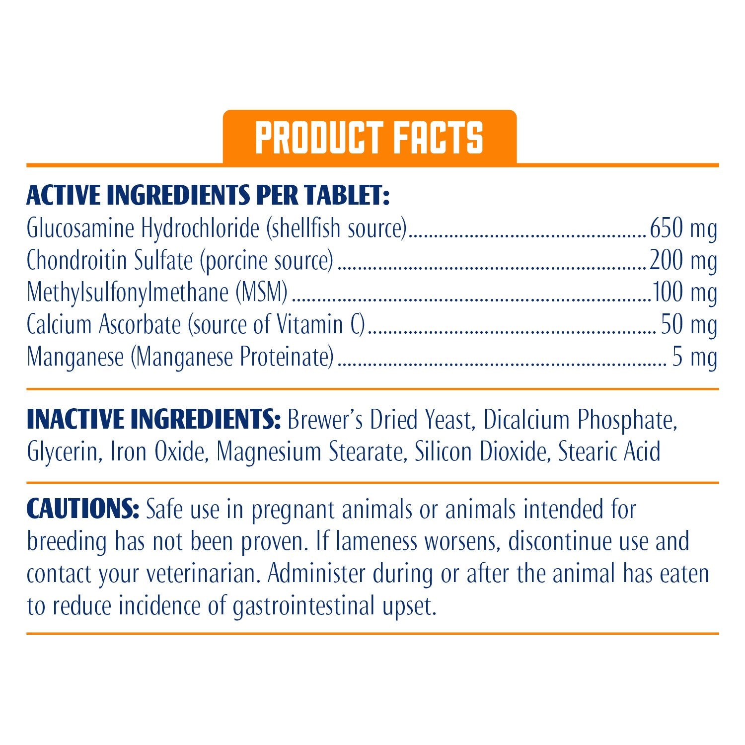 Close-up of ProSense glucosamine tablets highlighting key joint health ingredients