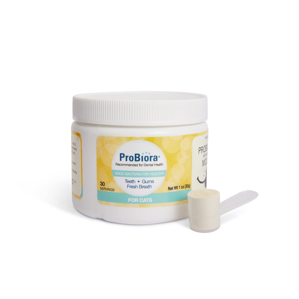 Probiora for Cats scoop dispensing on food for simple daily dosing.
