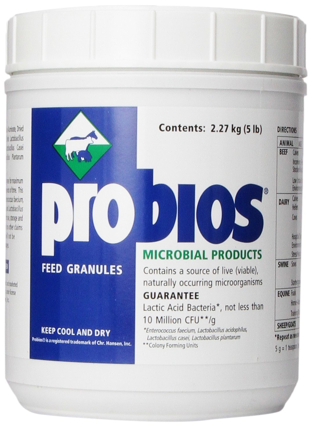 Probios feed granule horse bag packaging highlighting digestive support