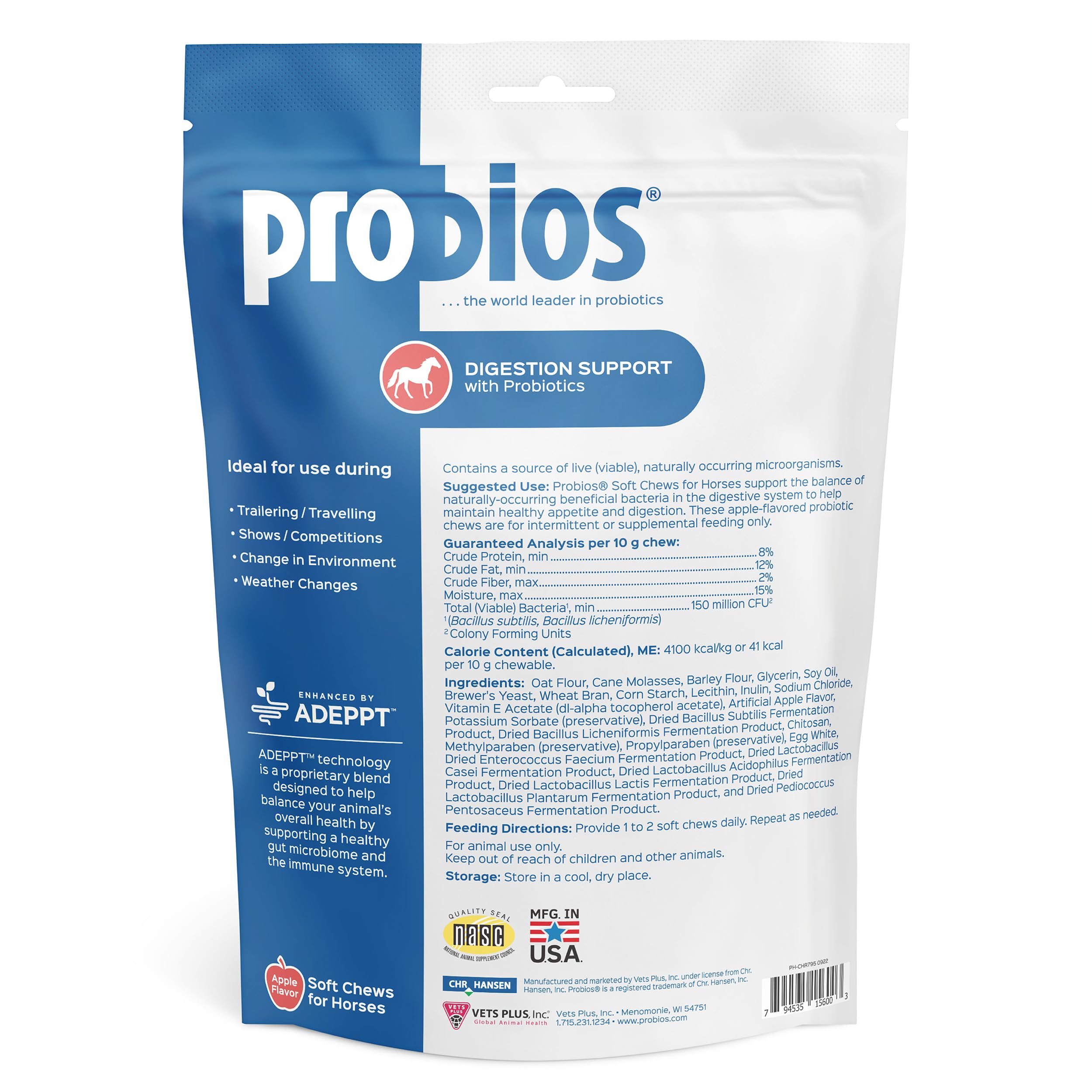 Horse enjoying Probios for Horses soft chews during feeding