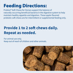 Bottle of Probios for Horses soft chews being poured for convenient dosing
