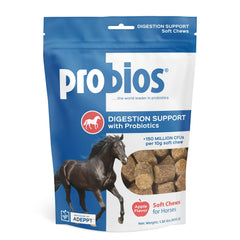 Probios for Horses soft chews packaging on a shelf supports daily gut health and digestion