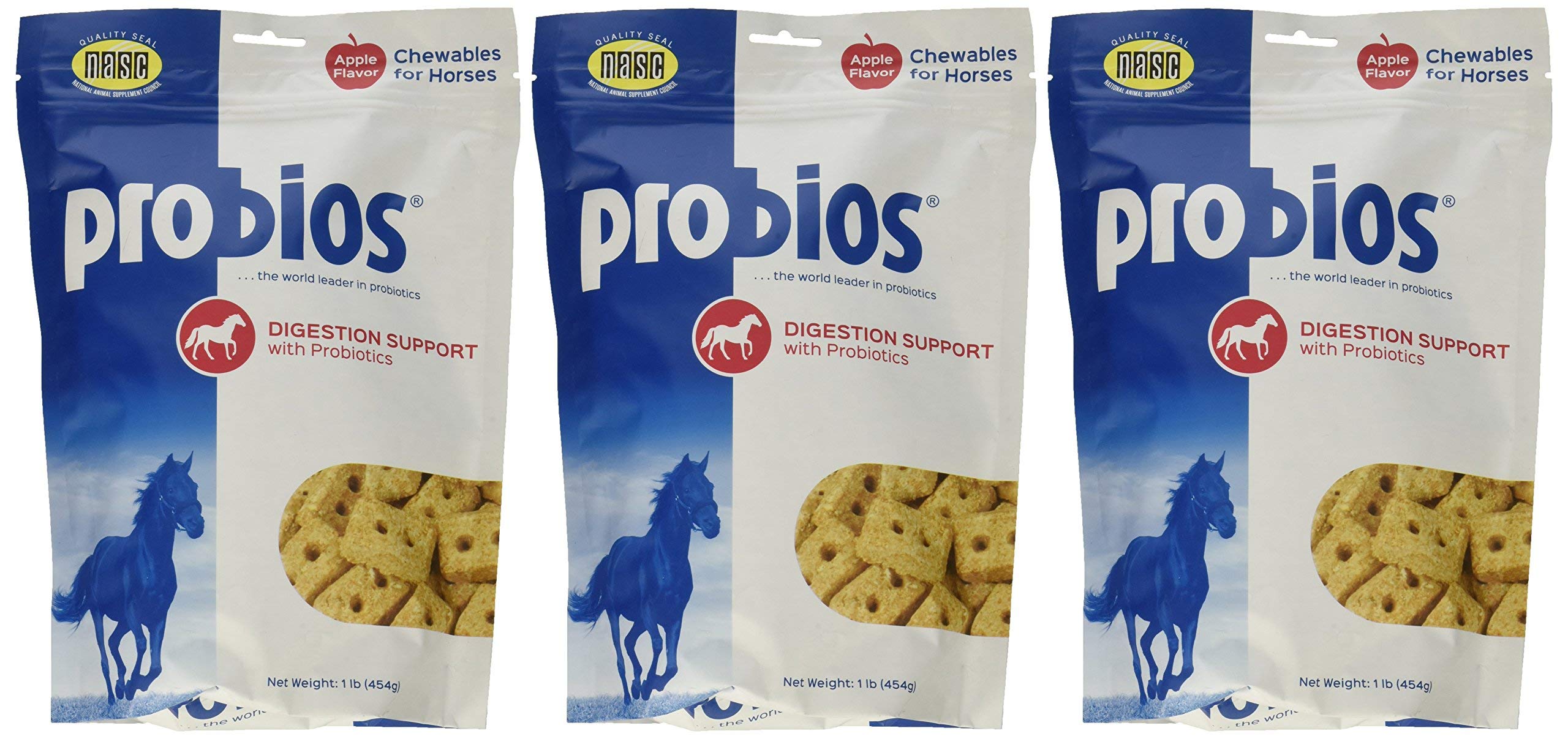 Apple-flavored chews from Probios, inviting texture for horses.