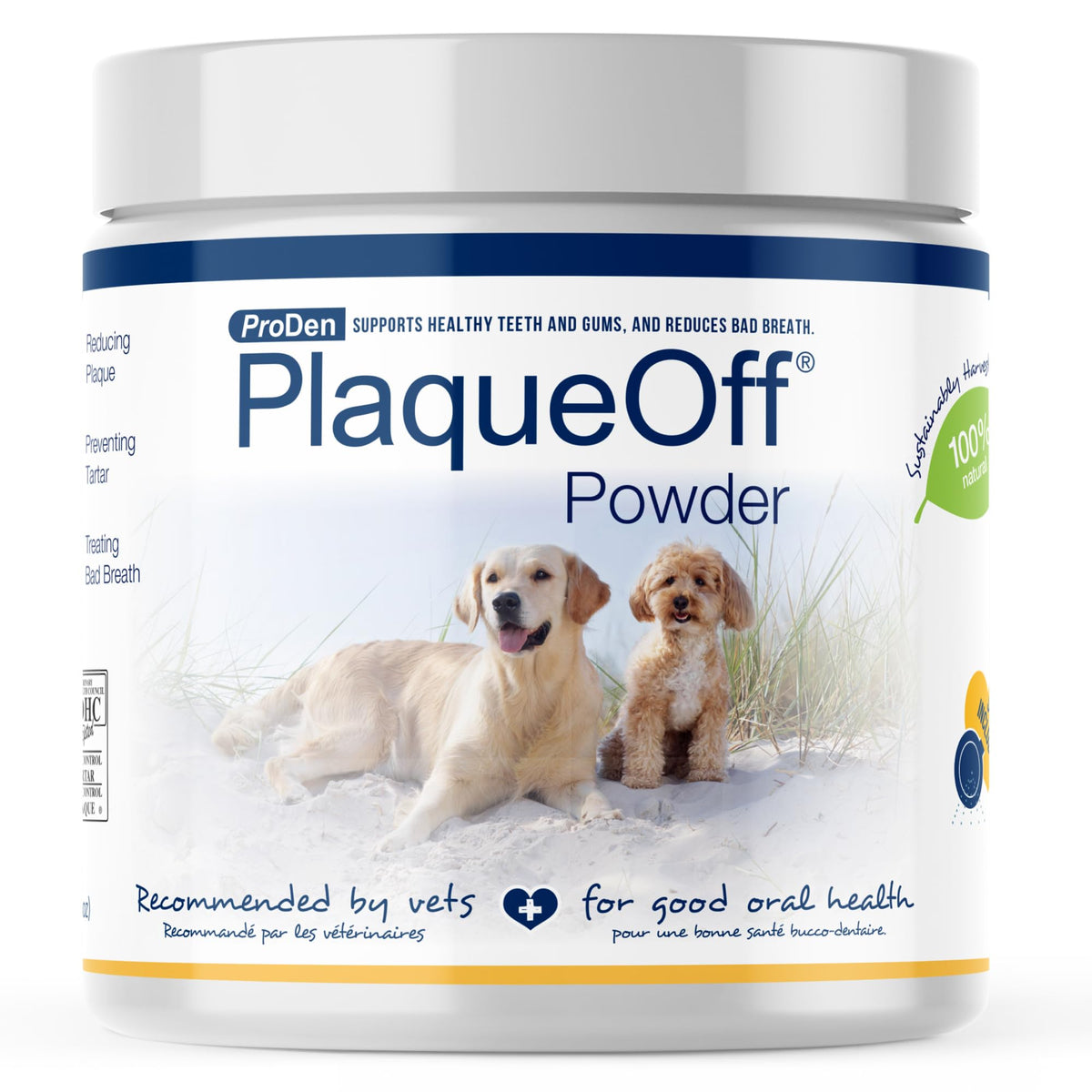 ProDen PlaqueOff bottle 420g for dogs and cats promoting natural dental support