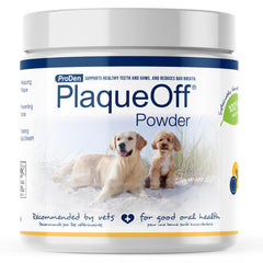 ProDen PlaqueOff bottle 420g for dogs and cats promoting natural dental support