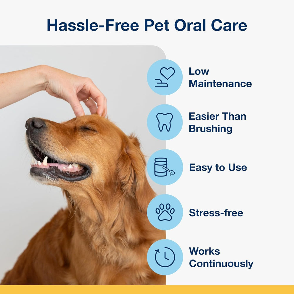 Dog using ProDen PlaqueOff supports easier daily oral routine