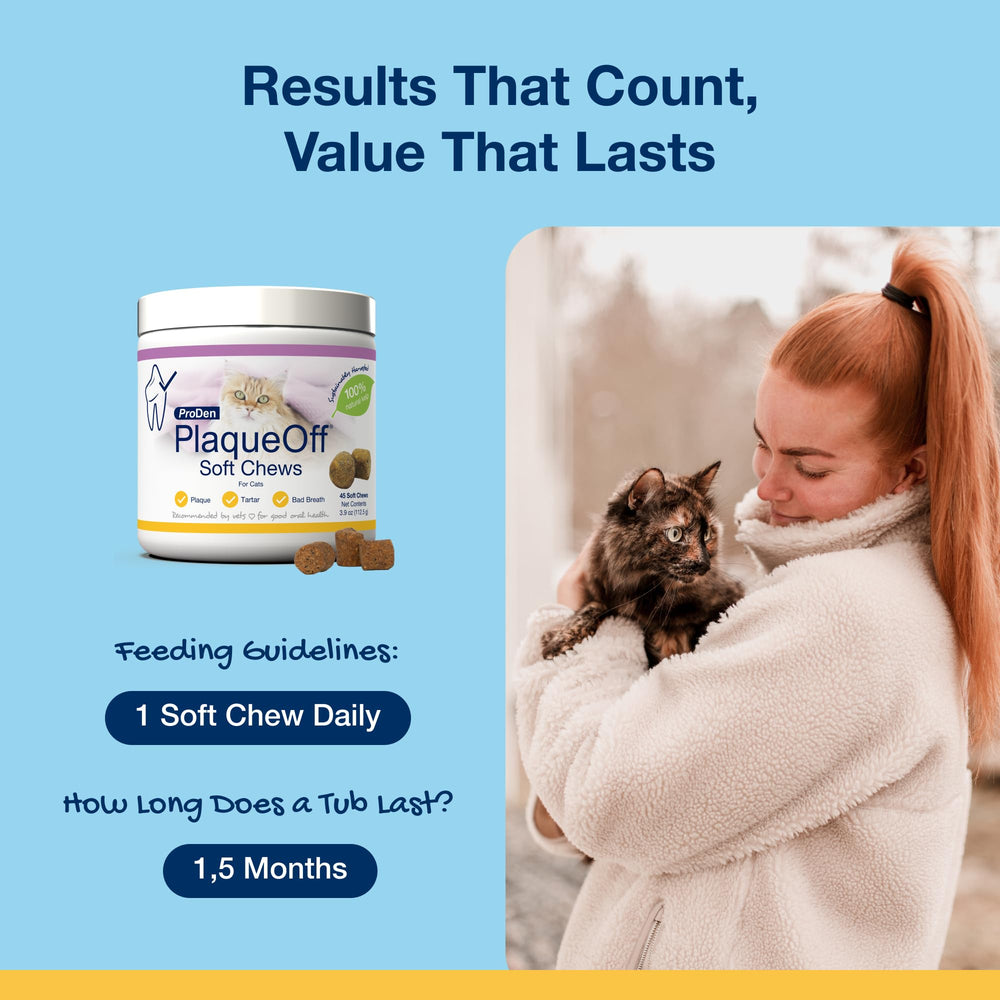 ProDen PlaqueOff label emphasizes natural kelp ingredients for cats