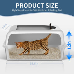 Prodigen litter box with lid open, interior space for cat comfort