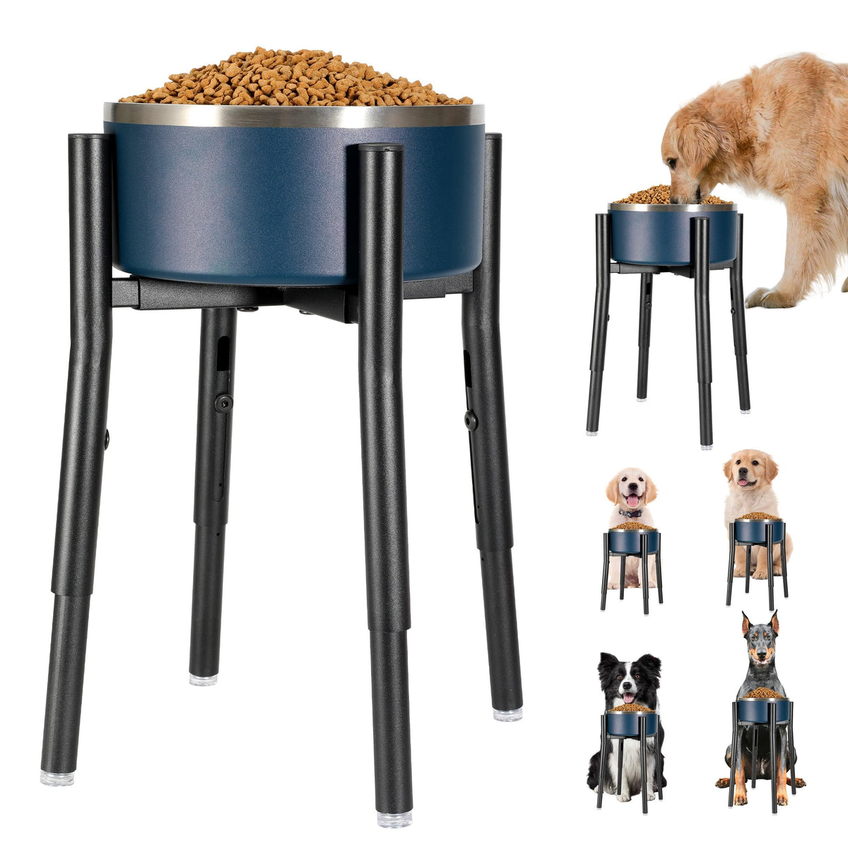 PROERR dog bowl stand with four legs for stable feeding