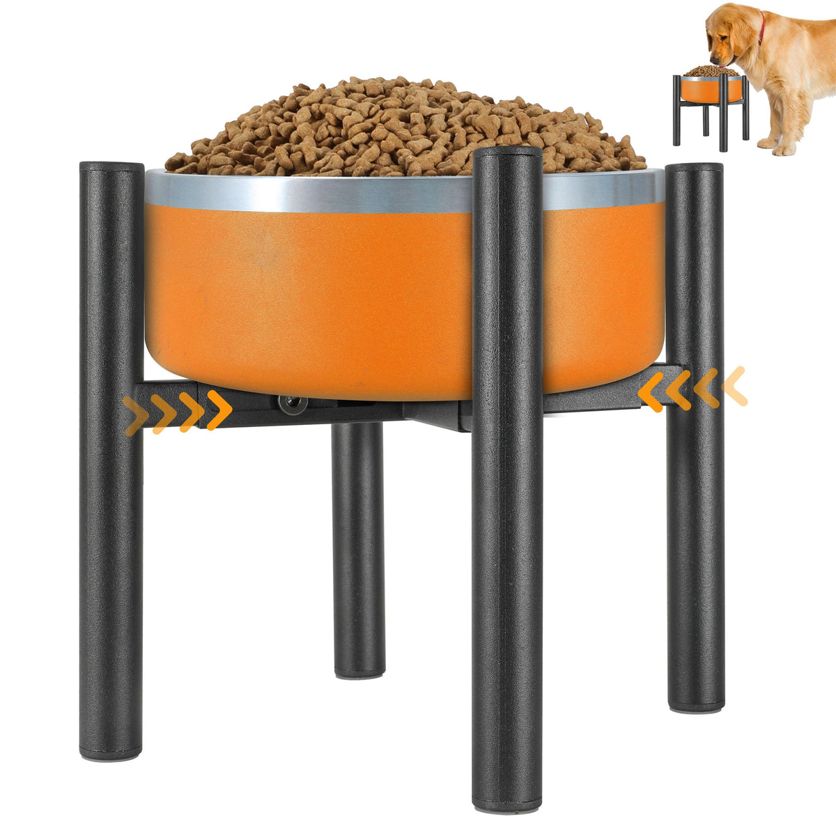 PROERR Lifted Dog Bowl Stand ready for adjustable-width bowls for stable feeding