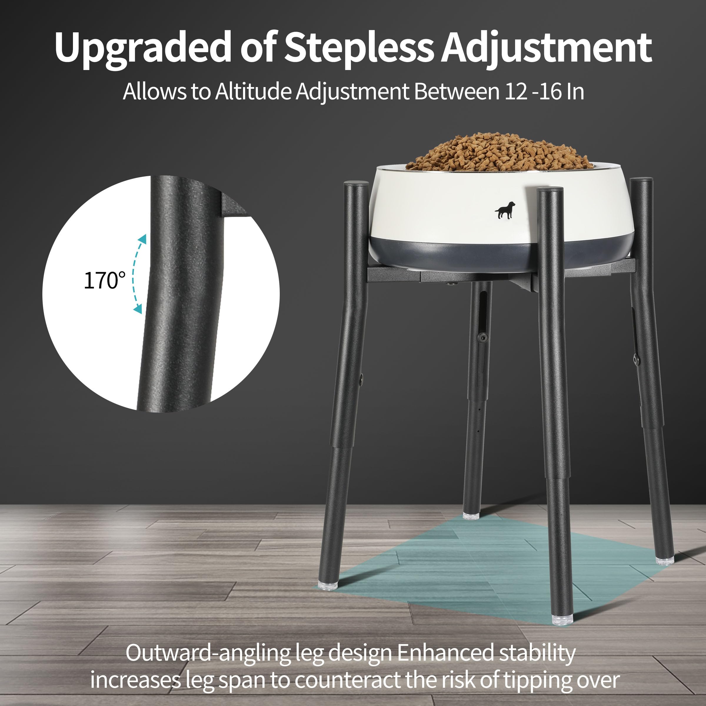 PROERR stand demonstrates 8-12 inch bowl width compatibility.