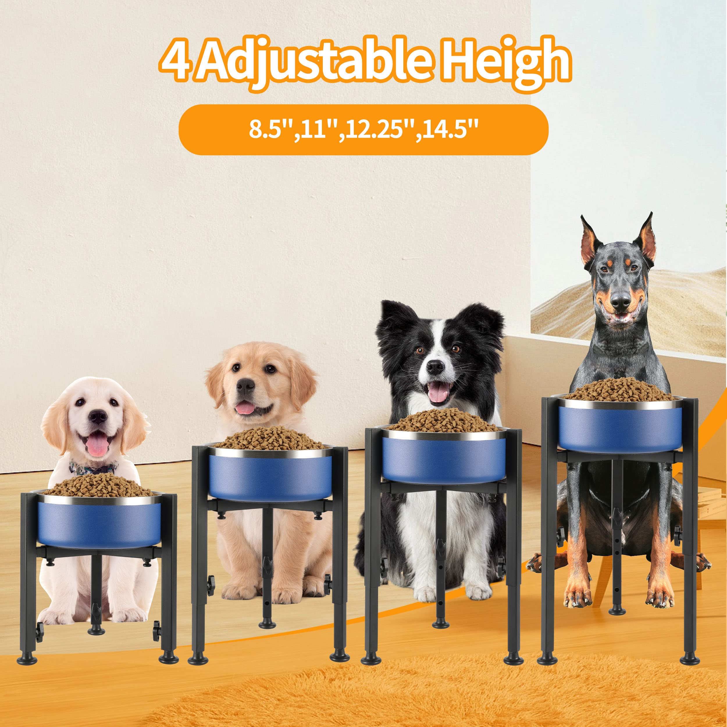 PROERR triangle-stable base keeps bowls steady during meals for pet owners.