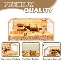 PROLEE guinea pig cage with wood frame providing a sturdy, long-lasting habitat.