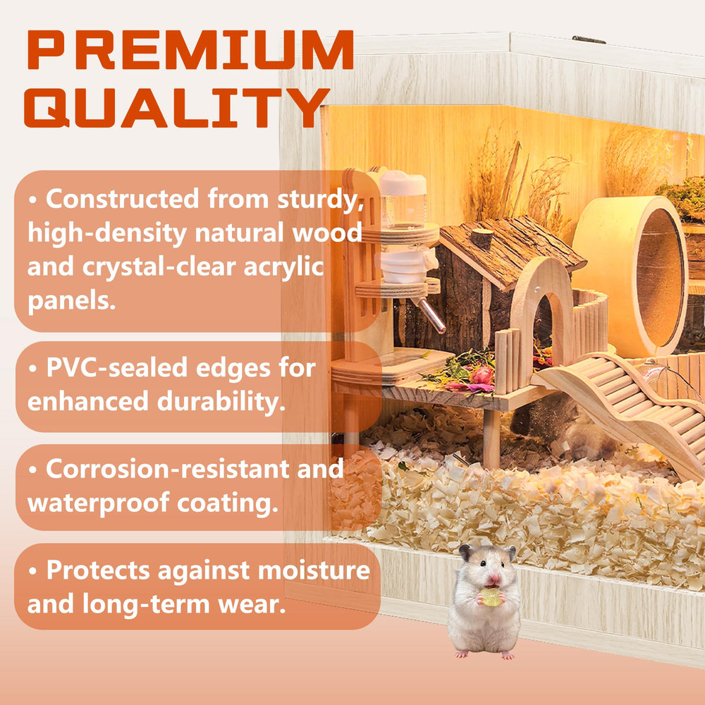 PROLEE cage with acrylic sheets emphasizes moisture control and simple maintenance.