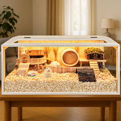 PROLEE hamster cage front view shows clear acrylic panels for easy observation.