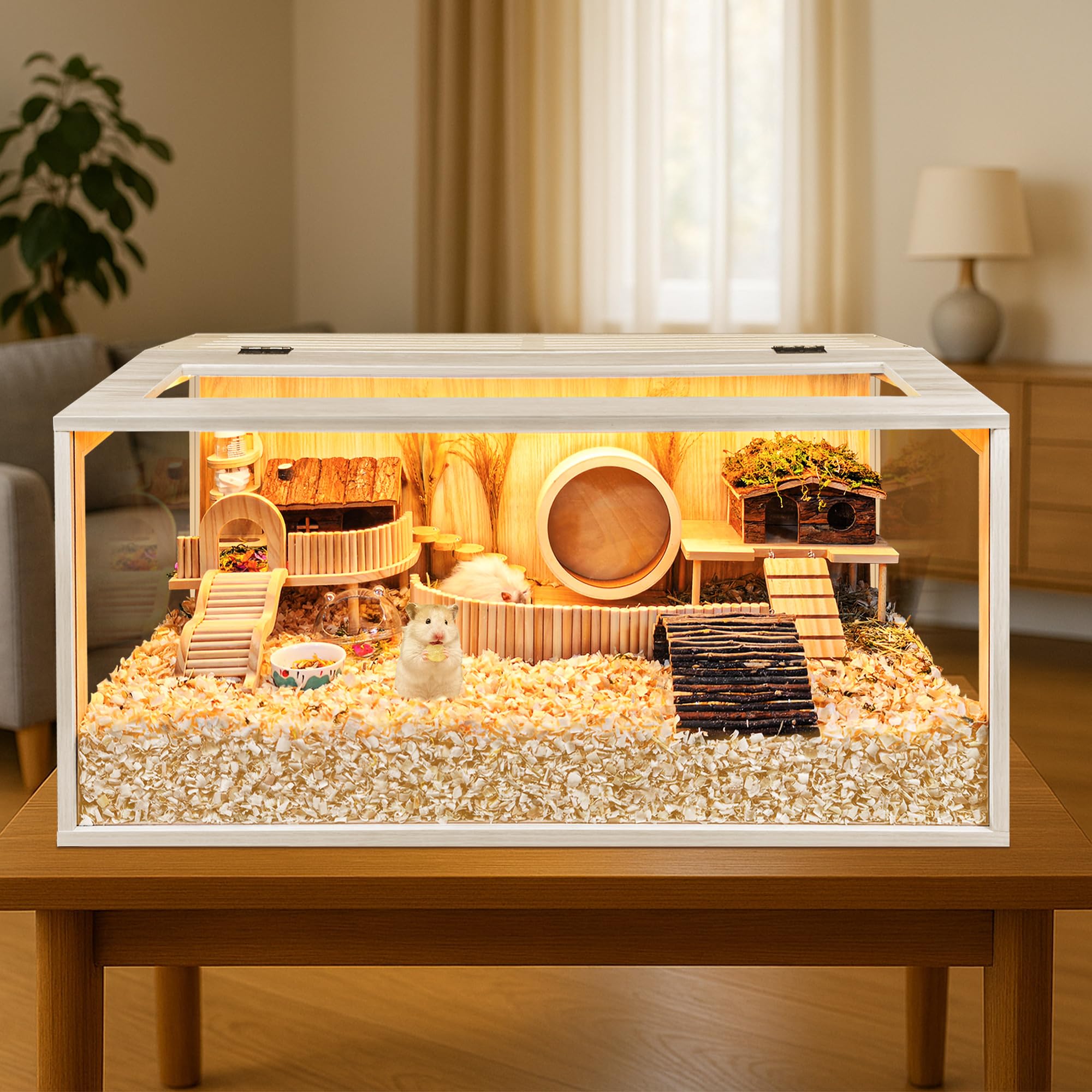 PROLEE hamster cage open-top acrylic for easy access and viewing